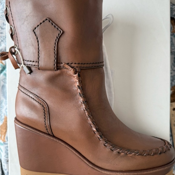 See By Chloe Tan Leather Wedge Boots - Picture 11 of 15